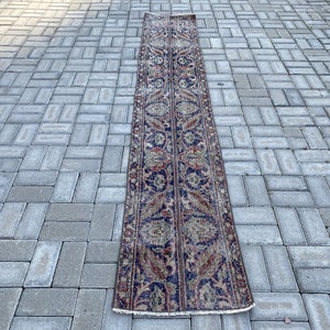 Very Thin Runner rug, Corridor rug, Hallway rug, Wool Turkish rug, Oushak Runner , Vintage rug, Orange Runner rug 1.6 x 8.8 ft 48 x 271 cm image 6