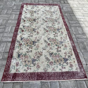 3x6 Turkish rug, 3x6 Vintage rug, 3x6 Area rug, 3x6 Oushak rug, 3x6 Bohemian rug, 3x6 Handmade rug, 3x6 Wool rug, Home decor, 3.1x6.5 ft