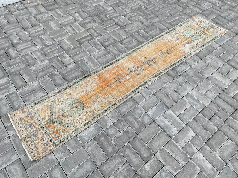 1.6 shops x 8.7 ft, Runner rug, Pastel rug, Patchwork rug, Vintage rug, Turkish rug, Bohemian rug, Hallway rug, Boho rug, Orange rug, 48x266 cm