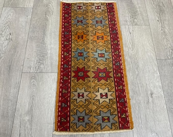 Oushak rug, Vintage rug, Turkish rug, Patchwork rug, Small rug, Oriental rug, Doormat rug, Handmade rug, Bohemian rug, Wool rug, 1.2x2.6 ft