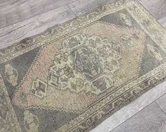 Alfombra turca, Alfombra de lana, Alfombra pequeña, Alfombra rosa y azul, Alfombra bohemia, Alfombra vintage, Alfombra hecha a mano, Alfombra bohemia, Alfombra antigua, Felpudo (0,5 x 1 m)