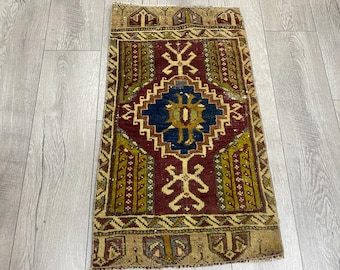 Oushak rug, Vintage rug, Turkish rug, Small rug, Oriental rug, Doormat rug, Kitchen rug, Handmade rug, Bohemian rug, Wool rug, 1.6 x 2.8 ft