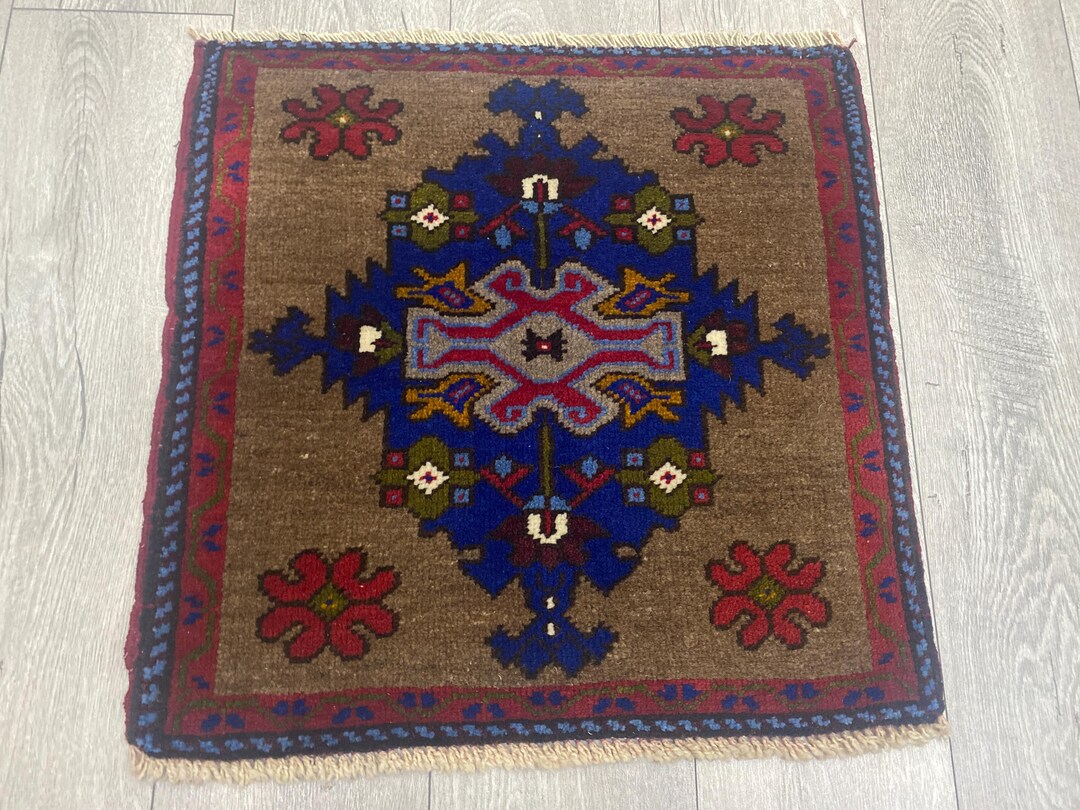 2x2 Square Rug, 2x2 Mini Rug, 2x2 Brown Rug, 2x2 Turkish Rug, 2x2 Small ...