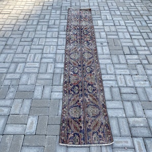 Very Thin Runner rug, Corridor rug, Hallway rug, Wool Turkish rug, Oushak Runner , Vintage rug, Orange Runner rug 1.6 x 8.8 ft 48 x 271 cm image 2