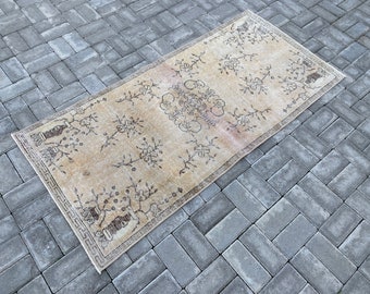 2.6 x 5.6 ft, Kitchen rug, Turkish rug, Handmade rug, Runner rug, Wool rug, Anatolian rug, Pastel rug, Floral rug, Antique rug, 80 x 170 cm