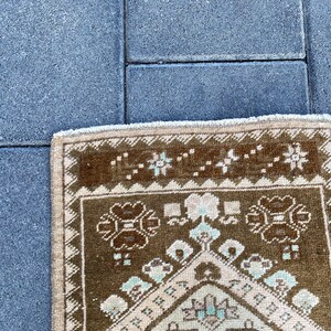Small rug, Anatolian rug, Red Yellow rug, Turkish Vintage rug, Handmade rug, Bohemian rug, Doormat, Kitchen rug, Wool rug, 1.5 x 3.1 ft image 9