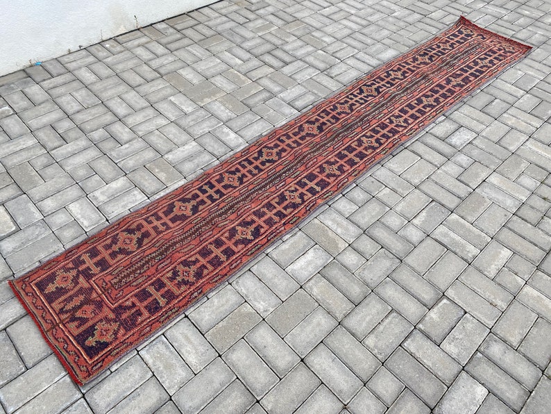 1.8 x 11.0 ft, Bohemian rug, Runner rug, Patchwork rug, Blue Pink rug, Hallway rug, Handmade rug, Turkish rug, Vintage rug, Organic Wool rug