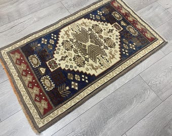 Alfombra Oushak, Alfombra vintage, Alfombra turca, Alfombra bohemia, Alfombra bohemia, Alfombra pequeña, Alfombra oriental, Alfombra de felpudo, Alfombra de cocina, Alfombra hecha a mano, 56 x 90 cm
