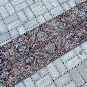 Very Thin Runner rug, Corridor rug, Hallway rug, Wool Turkish rug, Oushak Runner , Vintage rug, Orange Runner rug 1.6 x 8.8 ft 48 x 271 cm image 3