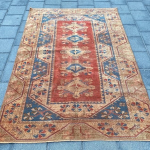 5x7 Area rug, 5x7 Turkish rug, 5x7 Vintage rug, 5x7 Wool rug, 5x7 Oushak rug, Bedroom rug, Oriental rug, Tribal rug, Boho decor, 5.0x7.1 ft