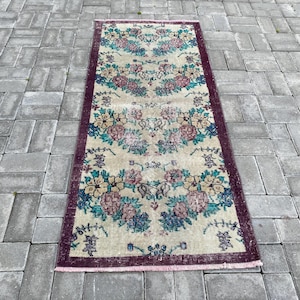2x5 Runner rug, 2x5 Turkish rug, 2x5 Yellow rug, 2x5 Vintage rug, 2x5 Oushak rug, 2x5 Kitchen rug, Oriental rug, Organic wool rug 2.3x5.2 ft