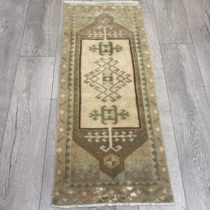 2x4 Small rug, 2x4 Turkish rug, 2x4 Vintage rug, 2x4 Doormat rug, 2x4 Oushak rug, 2x4 Boho rug, 2x4 Handmade rug, 2x4 Brown rug, 1.6x3.7 ft