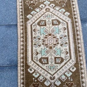 Small rug, Anatolian rug, Red Yellow rug, Turkish Vintage rug, Handmade rug, Bohemian rug, Doormat, Kitchen rug, Wool rug, 1.5 x 3.1 ft image 5