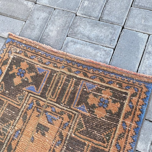 2.0x11.9 ft, Oushak rug, Turkish rug, Runner rug, Vintage rug, Patchwork rug, Wool rug, Bohemian rug, Orange rug, shops Handmade rug, Hallway rug