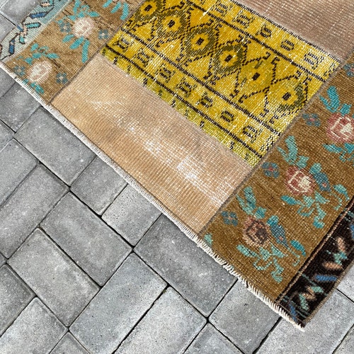 3.1 x 8.2 ft, Colorful rug, Kids room rug, Turkish shops rug, Runner rug, Vintage rug, Oushak rug, Patchwork rug, Antique rug, Wool rug, 96x250 cm