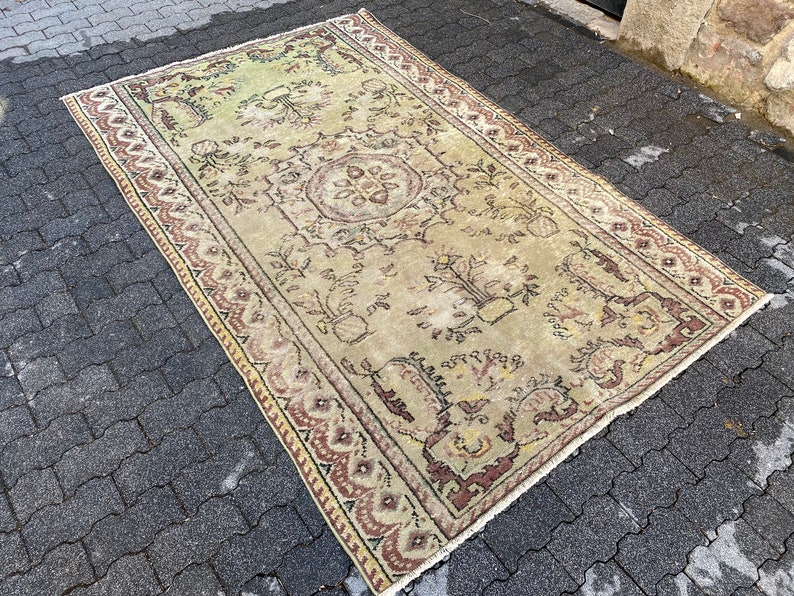 Living Room rug, Turkish rug, Vintage rug, Handmade rug, Area rug, Wool rug, Boho rug, Oriental rug, Pastel rug, 4.9 x 7.6 ft 148 x 233 cm image 6
