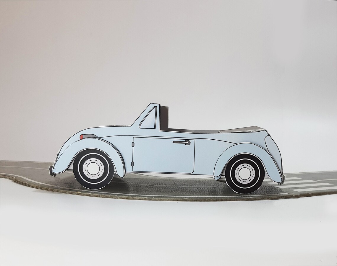 DIY 3D blue Volkswagen beetle car Papercraft KIT Miniature Etsy