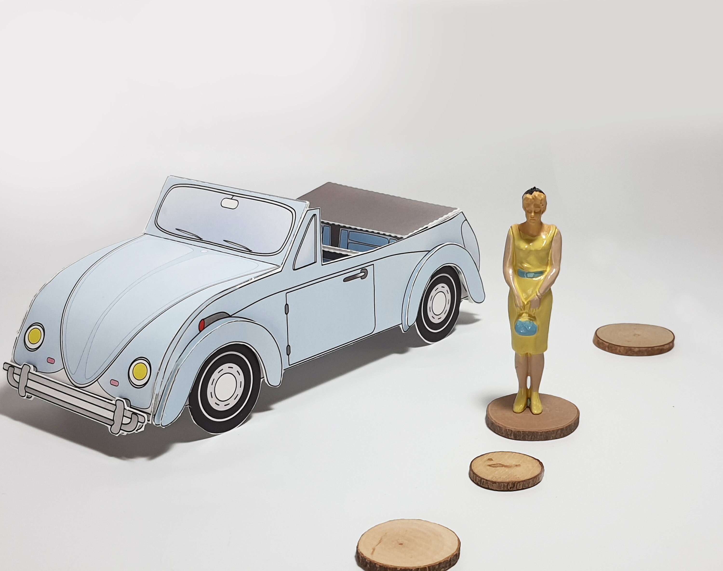 DIY 3D blue Volkswagen beetle car Papercraft KIT Miniature Etsy