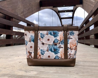 Handcrafted Floral Tote Bag: Water-Resistant Canvas Travel Bag