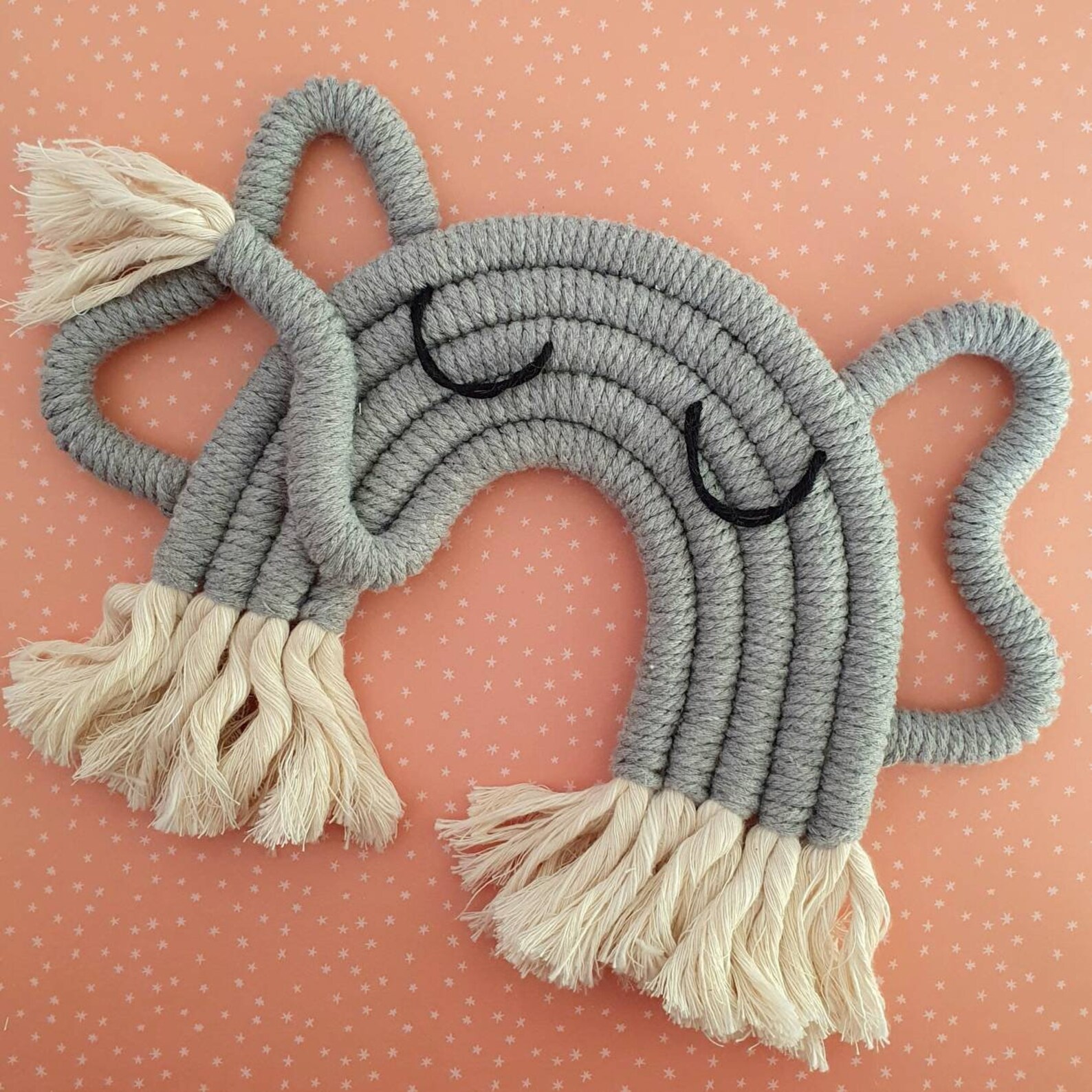Handmade Elephant Macrame Wall Hanging Nursery Decor Etsy
