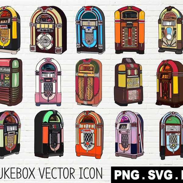 Jukebox Designs, SVG, PNG, PDF, Clipart, persönliche und kommerzielle Nutzung, Sofort Download, Digitaldruck