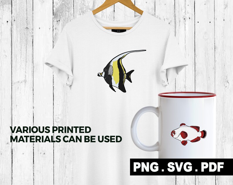 Tropical Fish Designs SVG PNG PDF, Clipart, Personal and Commercial Use