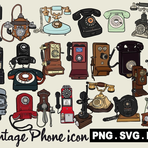 Vintage phone, classic telephone, payphone Designs SVG PNG PDF, Clipart, Personal and Commercial use, Instant Download, Digital Print