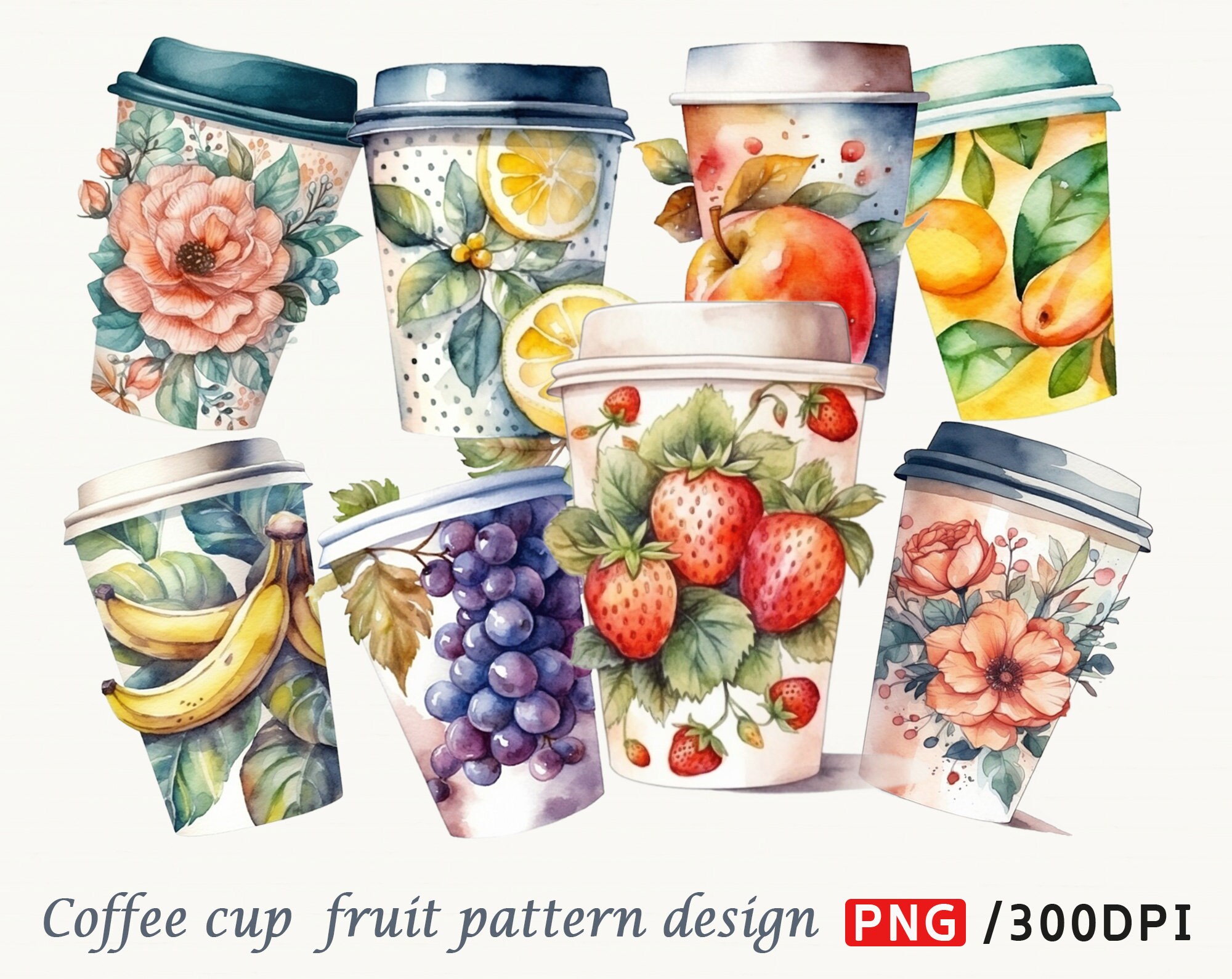 Disposable Cup, Plastic Cup, Fruit Pattern, Coffee Cup, Fruit Juice