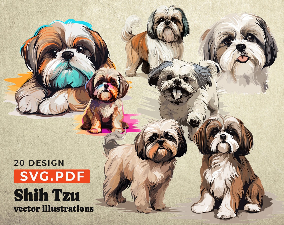 Shih Tzu Clipart Shih Tzu Svg Shih Tzu Pdf Tzu Tzu Shih - Etsy