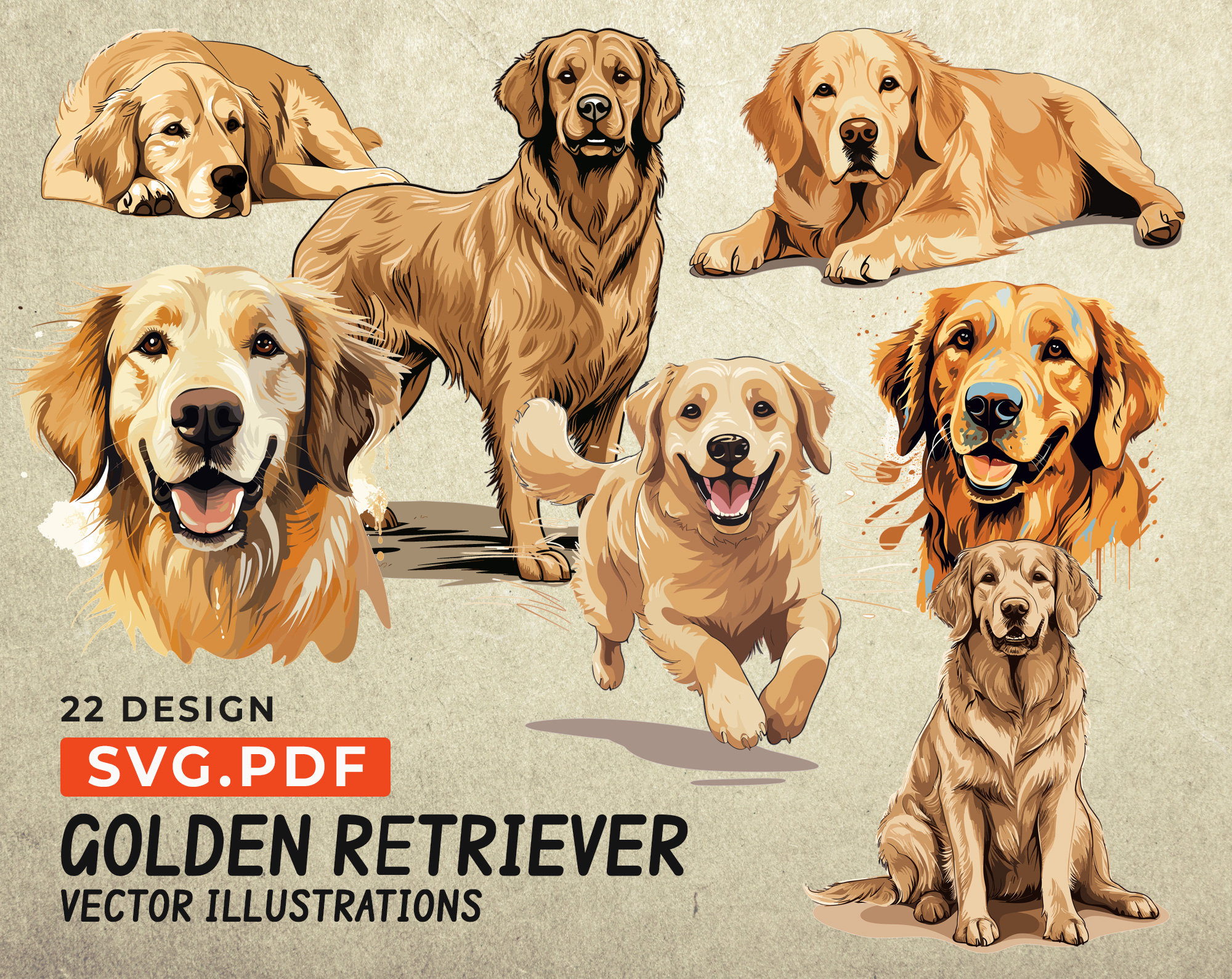 Golden Retriever Clipart, Golden Retriever Svg, Golden Retriever Pdf ...