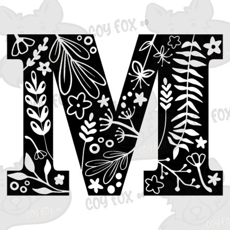 Floral Alphabet Monogram Letter M Svg SVG Clip Art Etsy