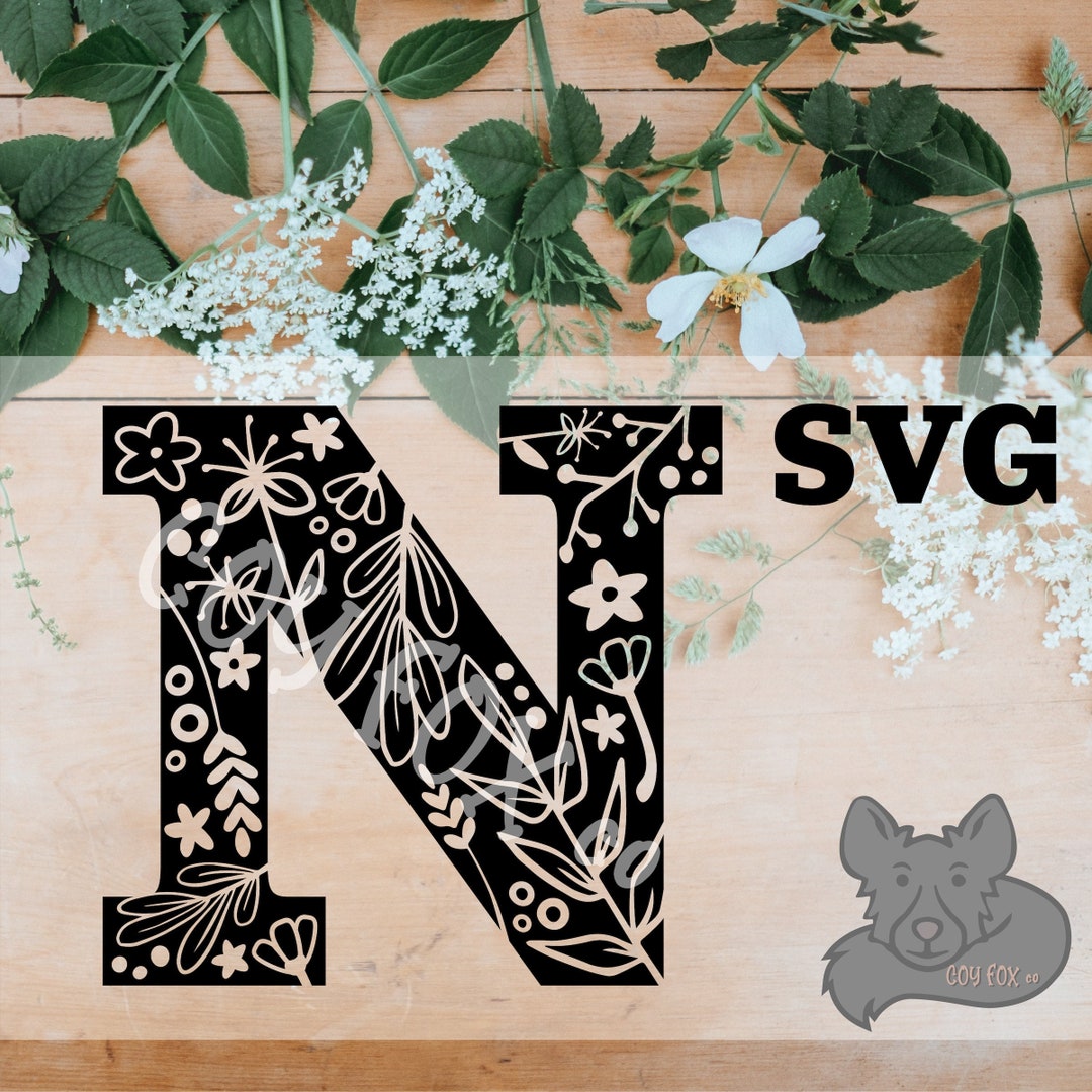 Floral Alphabet Monogram Letter N Svg SVG Clip Art Etsy