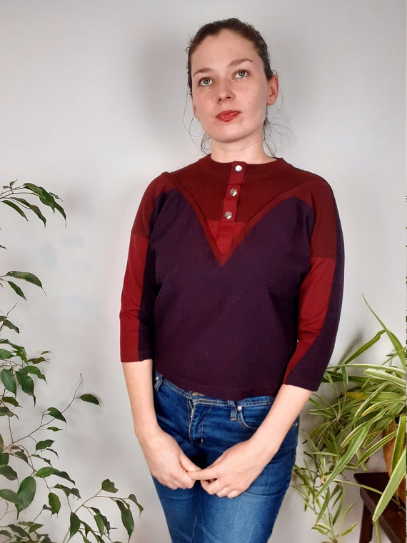 80s sweater women, vintage Yugoslavian pullover, v