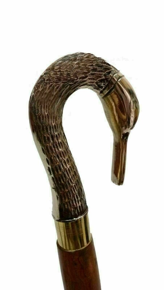 Antique Brass Swan Vintage Designer GIFT ITEM Handle Head Walking Stick Cane 