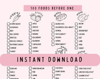Personalized 100 Foods Before One Checklist Printable Etsy