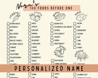 Personalized 100 foods before one checklist printable