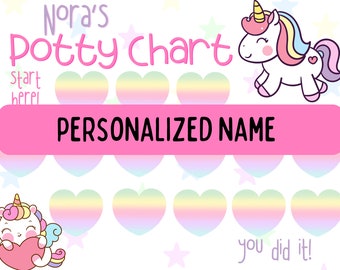 Personalized Unicorn Potty Training Chart, Personalized Unicorn Sticker Chart