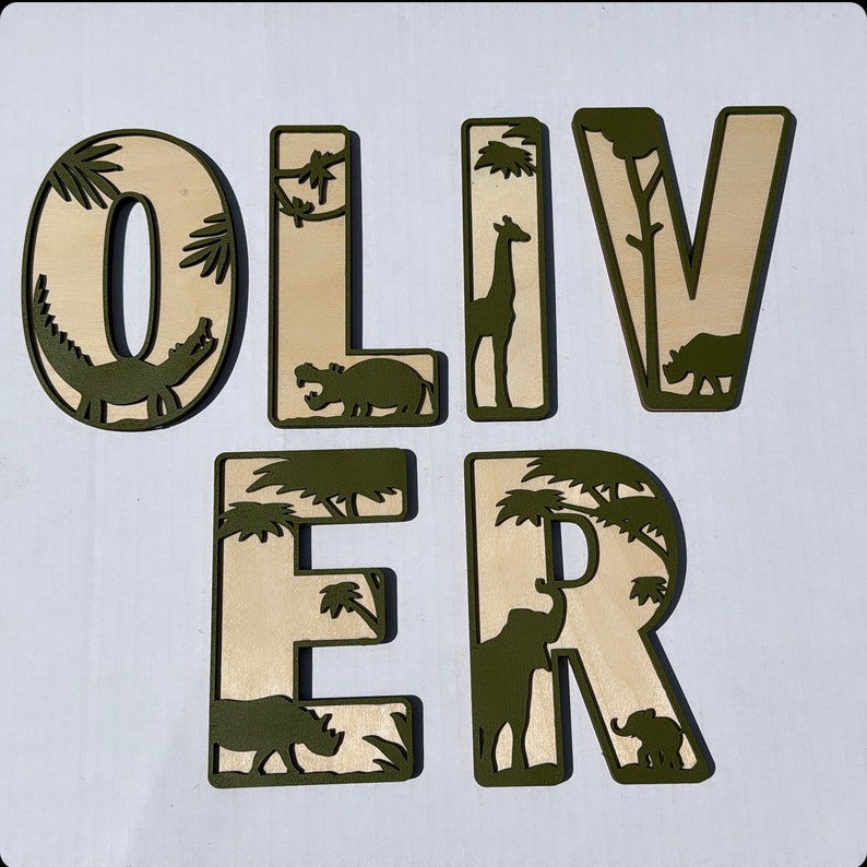 Personalized Jungle Theme Wooden Name Sign: Safari Nursery Decor image 2