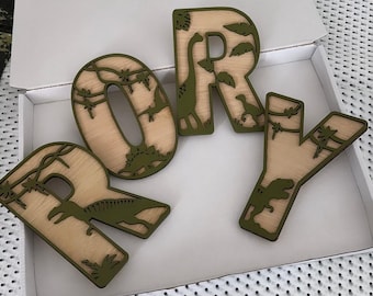 Personalized Dinosaur Name Sign: Hand-Painted 3D Nursery Decor