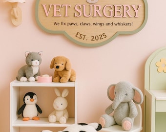 Custom Wooden child Veternary Sign | Kids’ Pretend vet Signs | Personalized Playroom Decor | Playroom sign | Play Shop