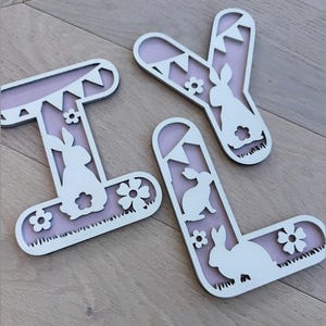 Bunny Wooden Name Sign: Girls Bedroom Decor, Rabbit Theme