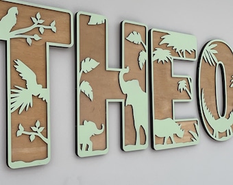 Jungle Nursery Name Sign XL - Safari Theme Decor