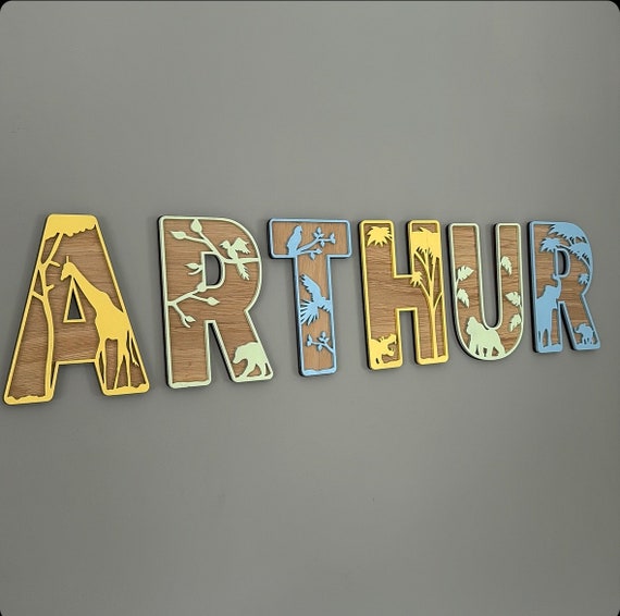 Personalized Jungle Theme Wooden Name Sign: Safari Nursery Decor