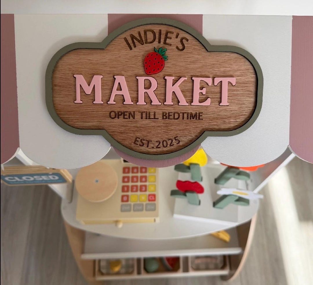 Custom Wooden Play MINI Market Sign | Kids’ Pretend Play Shop ...