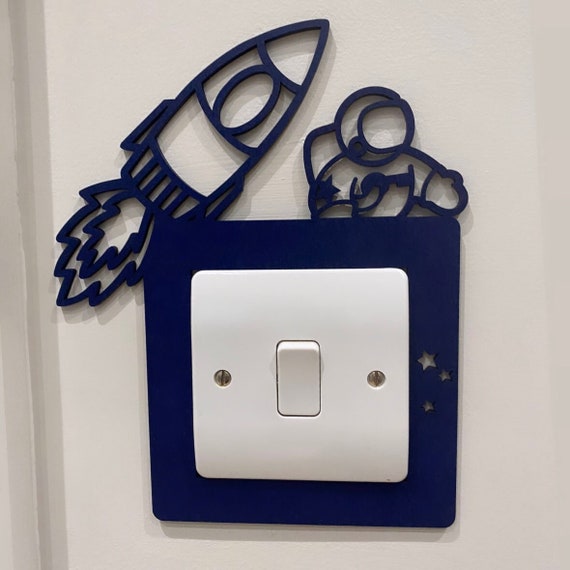 Space Theme Light Switch Surround: Laser Cut Nursery Decor - Space Bedroom Accessories