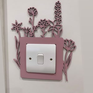 Wildflower light Switch Surround, Light Switch Cover, Floral Themed Nursery Decor, Light Switch Decor, wildflower nursery decor