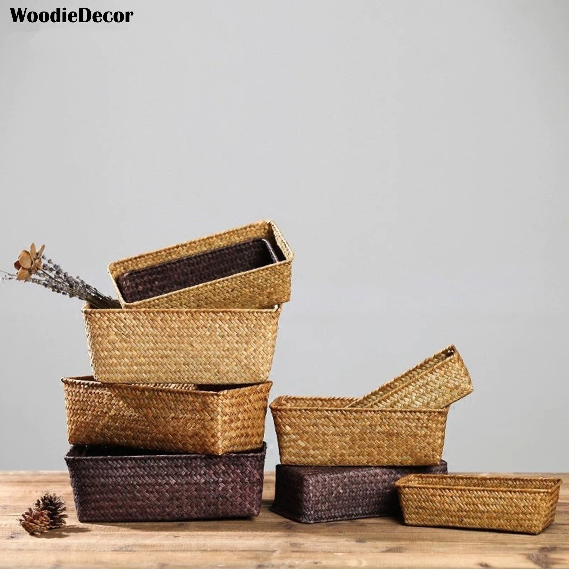 Cesta de almacenamiento de tejido Caja de almacenamiento de | Etsy