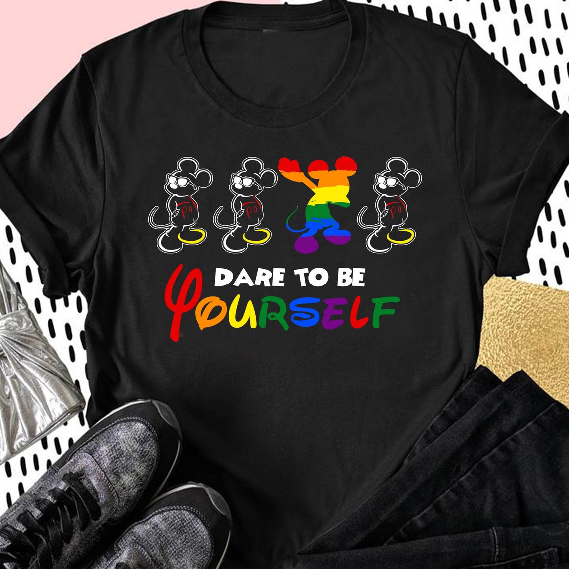 Rainbow Disney Mickey Mouse Pride shirt Dare to be yourself Etsy