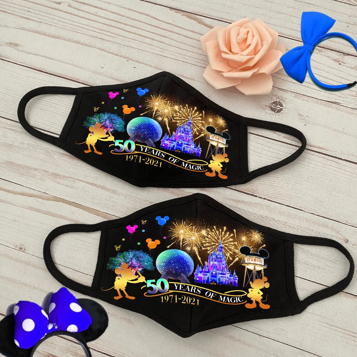 Disney 50th Anniversary Face Mask Disney World Face Mask Etsy