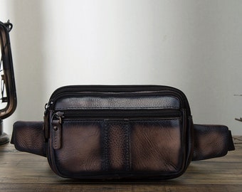 Genuine Natural Leather Belt Shoulder Wallet Bag Man Waist - Etsy
